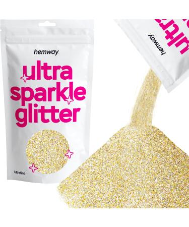 Hemway Ultra Sparkle Glitter Champagne 100g / 0.35oz Multi-Purpose Epoxy Resin Arts & Crafts Cosmetic Safe Body Hair Face Nail Weddings Art Beauty Tumblers Flowers Powder Dust Premium Champagne Gold