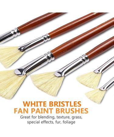 DUGATO Artist Fan Paint Brush Set - 7 Anti-Shedding White Hog Bristle Brushes for Acrylic, Watercolor, Oil Painting - Long Wooden Handle for Comfort - Buy Online on GoSupps.com