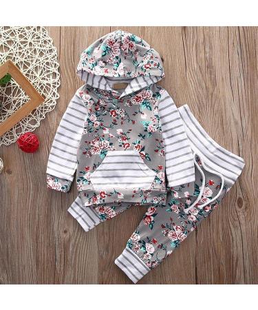 TMEOG Baby Hooded Sweatshirt and Pants Set - Grey Floral | 6-12 Months - Buy Online on GoSupps.com