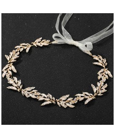 SWEETV Leaf Wedding Headpieces for Bride Flower Girl Gold Bridal Headband with Rhinestones Women Handmade Hair Accessories - Buy Online on GoSupps.com