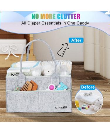 GINSER Baby Diaper Caddy Organizer - Nursery Essentials for Changing Table & Car | Baby Shower Gift Registry | Gray - Buy Online on GoSupps.com