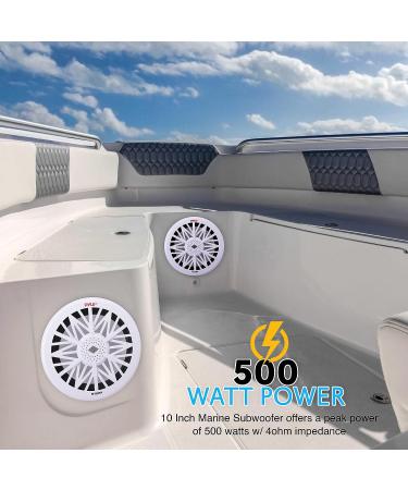 Pyle 10-Inch Outdoor Marine Subwoofer - 500W Single White Waterproof Bass Speaker for Boat Stereo System - PLMRW10 - Buy Online on GoSupps.com