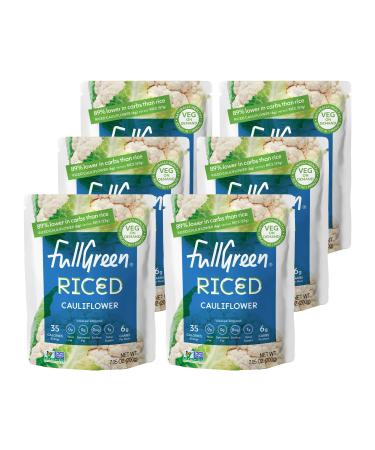 Fullgreen, Riced Cauliflower - 100% Cauliflower, 89% Less Carbs than Rice - Perfect for KETO diets, NON-GMO, shelf-stable with NO preservatives - case of 6 pouches