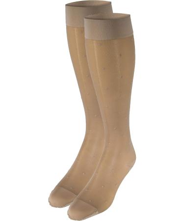 Truform Sheer Compression Stockings for Women - 15-20 mmHg Knee High Dot Pattern Nude Medium - Pack of 2 | International Shipping Available - Buy Online on GoSupps.com