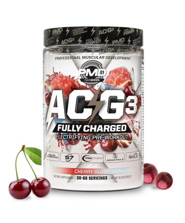 PMD Sports ACG3 Fully Charged - Electrifying Pre Workout Powder - High Energy & Pump Pre Workout for Men and Women to Maximize Focus Endurance & Performance - Cherry Slush (30-60 Servings)