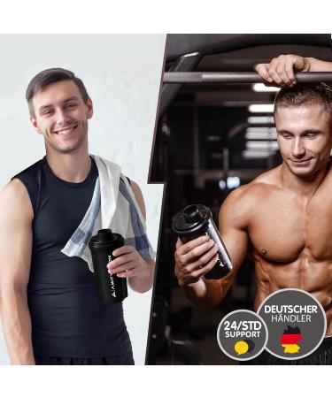 Buy Protein Shaker 'Heaven' 500 ml - Leak-Proof BPA Free with Sieve & Scale for Creamy Protein Shakes - Fitness Mixer Black - Buy Online on GoSupps.com