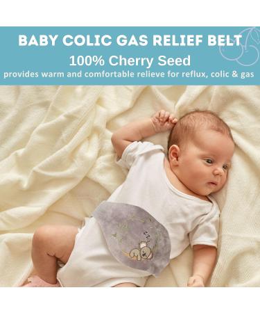 Baby Colic Gas Relief Wrap for Newborns | 100% Cherry Seed Heated Tummy Belt | Soothing Swaddling for Upset Stomach (Gray - Buy Online on GoSupps.com