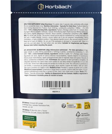 Psyllium Blond Gelules 5000mg avec ProBio Acidophilus | 120 Gelules V g taliennes | Psyllium Husk Fibre | Horbaach - Buy Online on GoSupps.com