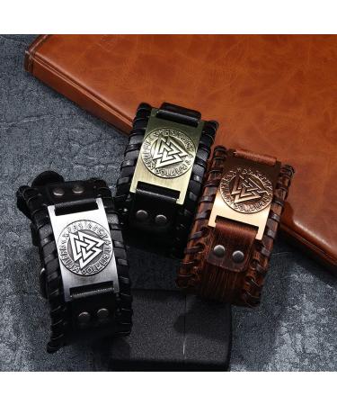 Sehaby 3 Pieces Vintage Leather Bracelets Black Odin Rune Bracelets Tree of Life Wide Leather Bracelets Viking Thor's Hammer Pattern Bracelets Nordic Leather Cuff Bracelets for Men - Buy Online on GoSupps.com