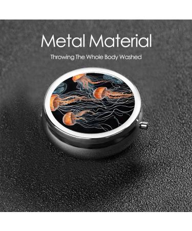 Buy Blue and Gold Jellyfish Mini Round Pill Box | 3 Compartment Portable Pill Organizer for Travel Home & Office - Buy Online on GoSupps.com