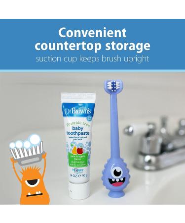 Dr. Brown's ToothScrubber Toddler Toothbrush - BPA Free - Ages 1-4 - Purple Monster Design - Buy Online on GoSupps.com