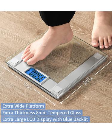 Vitafit 550lb Smart Digital Bathroom Scale with BMI Tracking via App | Extra-High Capacity, 8mm Tempered Glass, Step-On Design | Blue Backlit LCD Display | Silver - Buy Online on GoSupps.com