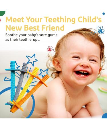 Lull Kids Teething Tubes - Baby Teething Toys for 0-12 Months - Teething Straws & Sticks (Blue/Orange) - Buy Online on GoSupps.com