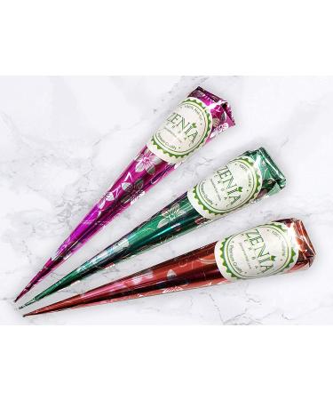 Zenia 100% Natural Henna Paste Hair Dye Cones - 12 Pack, Reddish Brown Color - Buy Online on GoSupps.com