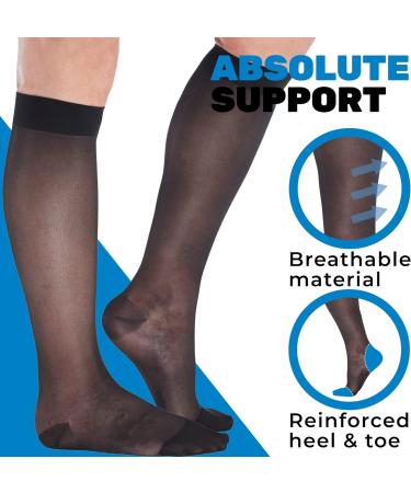 Buy Absolute Support Elegant Compression Stockings for Women - Class 2 20-30mmHg for Varicose Veins & Lymphedema - Medium Black Pain Relief Socks - Buy Online on GoSupps.com