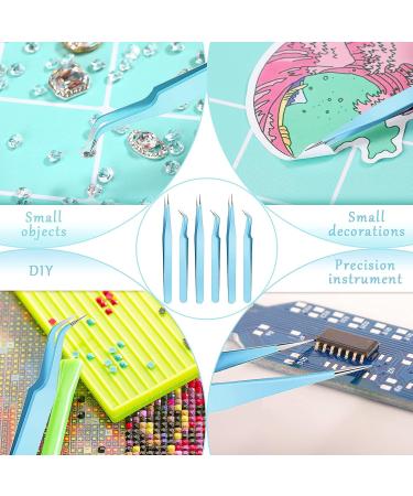 6-Piece Stainless Steel Eyelash Extension Tweezers Set - Straight and Curved Tip Nippers for Volume Lash Application, False Lash Tool Kit (Blue) - Buy Online on GoSupps.com