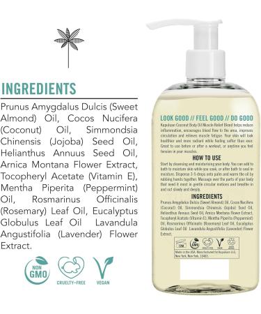 Massage Body Oil for Muscle Relief - Arnica Peppermint & Rosemary | 8oz Pain Relief & Full Body Massage - Buy Online on GoSupps.com
