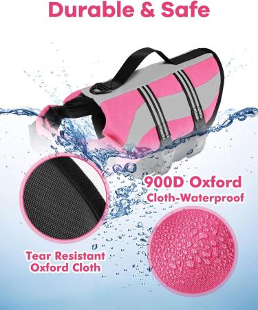 Petbank Life Jacket for Dogs - Adjustable Swimming Vest with Reflector Stripes - Buoyant Dog Protection Suit for Small Medium & Large Dogs - XL Pink - Buy Online on GoSupps.com