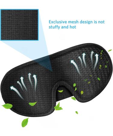 RIWISLL 3D Contoured Cup Sleep Mask - 100% Light Blocking, Adjustable Strap - Black - Buy Online on GoSupps.com