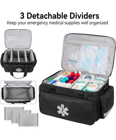 Jamiukro Big First Aid Bag | Empty Emergency Nurse Punch & Medication Travel Bag | Black Medical Storage Solution - Buy Online on GoSupps.com