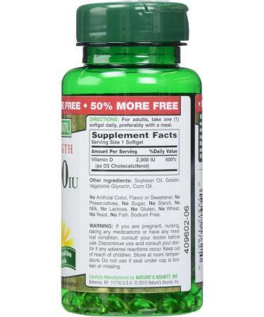 Nature's Bounty Vitamin D 2000 IU Softgels - 150 Count - Buy Online on GoSupps.com
