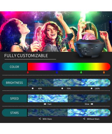 Devan Star Projector Galaxy Light with Ocean Wave LED Night Lamp - Remote Control, Music Bluetooth Speaker, Color Changing - Baby Black - Buy Online on GoSupps.com