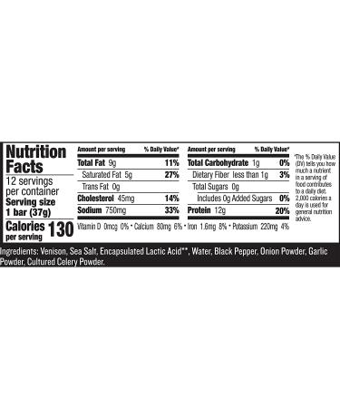 EPIC Venison Sea Salt & Pepper Bars - Keto Friendly, Gluten Free - 1.3 oz (12 ct) - Buy Online on GoSupps.com