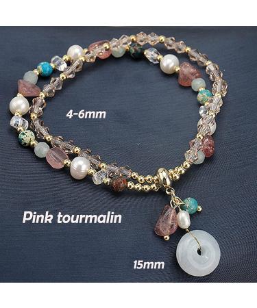 WIPPWER Feng Shui Wealth Bracelet Jade Bead Bracelet Color Tourmaline Crystal Bracelet Harmony Buckle/Donut Bracelet Irregular Crystal Bracelet Double Layer Beaded Bracelet Adjustable Cinn - Buy Online on GoSupps.com
