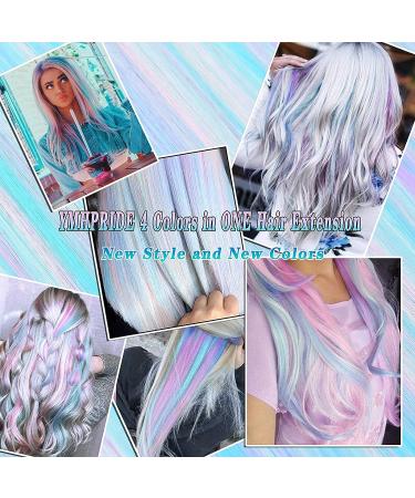YMHPRIDE 30 PCS Colored Clip in Hair Extension 20 inch Mixed Color for Girls Women Kids - Fashion Cosplay Party Highlights - Buy Online on GoSupps.com