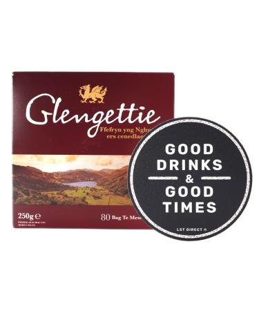 GLENGETTIE Welsh Tea 80 Tea Bags 250g - With Free Drinks Coaster