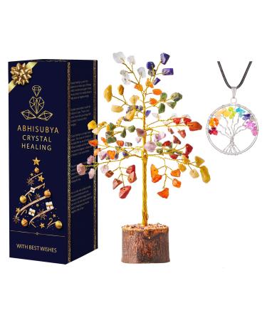 Tree of Life - Seven Chakra - Decorative Home Accessories - Crystals and Gemstones - Crystal Tree - Room Decor - Meditation Accessories - New Home Gifts - Gift Set Mini Chakra Tree-2