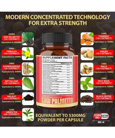 3 Pack - 180 Capsules - Saw Palmetto Capsules 5300mg - Prostate, Skin & Immune Support - Buy Online on GoSupps.com