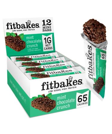 Fitbakes : 65 Calories Mini Mint Chocolate Keto Bars (12x19g) Diabetic Chocolate Keto Snacks 1 Net Carb Vegan Protein Bars Vegan Protein Snacks Vegan Chocolate Protein Mint Chocolate