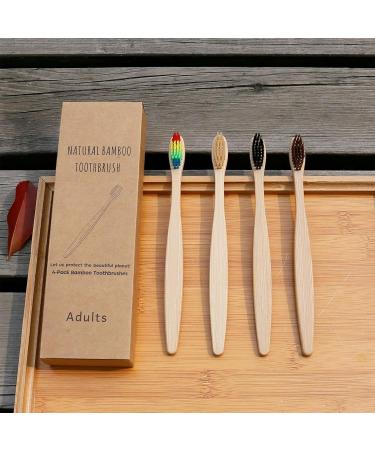 Buy Bamboo Soft Bristle Toothbrush - Travel Ready Charcoal Bristles 4 Colors | Eco-Friendly Oral Care - Buy Online on GoSupps.com