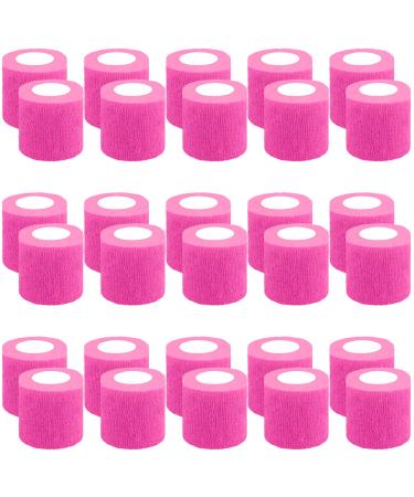 BQTQ 30 Rolls Self Adhesive Bandage Wrap Pink Adhesive Wrap 2 inch Self Adherent Wrap Stretch Bandages Self Stick Bandage Wrap Tape for Wrist Ankle Swelling Sprains (Neon Pink) Neon Pink 2 Inch