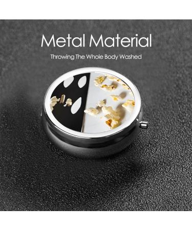 Cinema Clapboard & Popcorn Mini Round Pill Box - 3 Compartment Travel Organizer for Medicine & Vitamins | Portable Pill Case for Home & Office Use - Buy Online on GoSupps.com