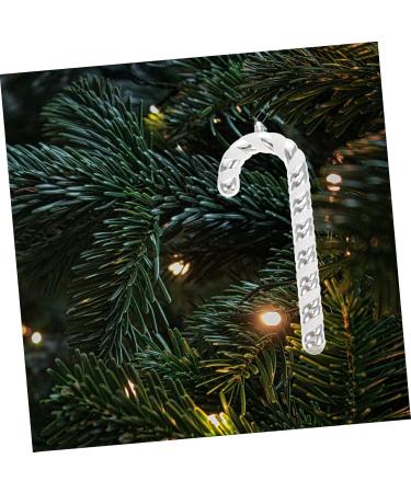 Yardenfun 2pcs Christmas Cane Plastic Playes Christmas Crutch Props Festival Adornment Lollipop Tree Indoor Silver 26x10.5x2.5cm - Buy Online on GoSupps.com