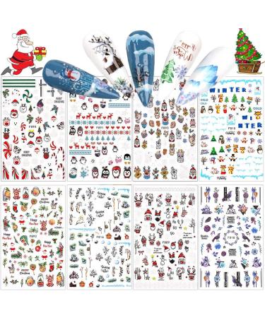 Christmas Nail Art Stickers CHANGAR Winter Penguin Lovely Santa Claus Deer Snowman Self-Adhesive Nail Art Decals 3D Design Christmas Tree Sticker Decorations for Face Body Hand Nail - Buy Online on GoSupps.com