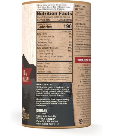 Kodiak Oatmeal Canister Rolled Oats High Protein 100% Whole Grains (1 canister) - Buy Online on GoSupps.com