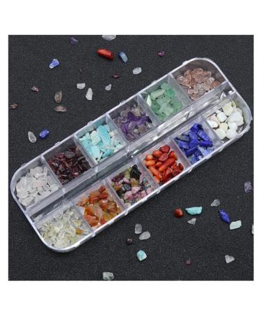 Natural Crystal Rough 12Color/Set Irregular Natural Nail Crystal Stone Sequins Charm Agate Gem Gravel DIY Nail Decoration Bead Crystal