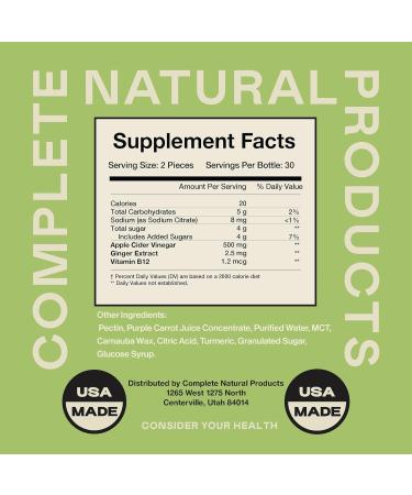 Complete Natural Products Green Apple Cider Vinegar Gummies - 60 Count Fermented with The Mother - Buy Online on GoSupps.com