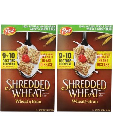 Post, Shredded Wheat, Wheat & Bran Cereal, 18 oz - 2 Pack