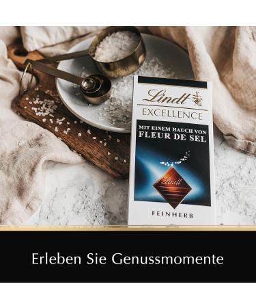 Lindt Excellence Dark Chocolate with Sea Salt - Intense Cocoa Flavor 100g | Premium International Shipping - Buy Online on GoSupps.com