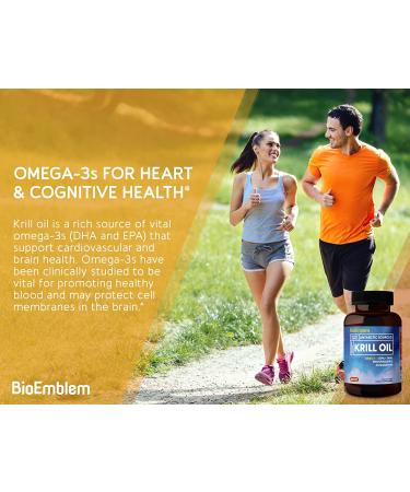 BioEmblem Antarctic Krill Oil Supplement 1000mg | Omega-3 EPA + DHA, Astaxanthin, Phospholipids | Non-GMO 60-Count Softgels - Buy Online on GoSupps.com