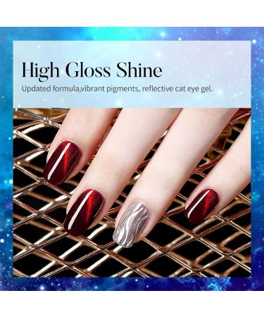 Kredioo Cat Eye Gel Nail Polish Set 6 Colors Gold Red Blue Green Magic 9D Magnetic Gel Polish Kit for Nail Art Soak Off LED UV 18 Effects Gel Salon Home DIY Manicure with Magnet Stick - Buy Online on GoSupps.com