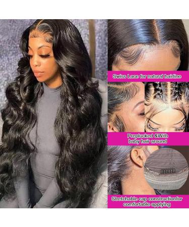 26 Inch Aicrelery HD Lace Front Body Wave Wig | Pre Plucked with Baby Hair | 180% Density Brazilian Human Hair Wig for Black Women - Natural Color - Buy Online on GoSupps.com