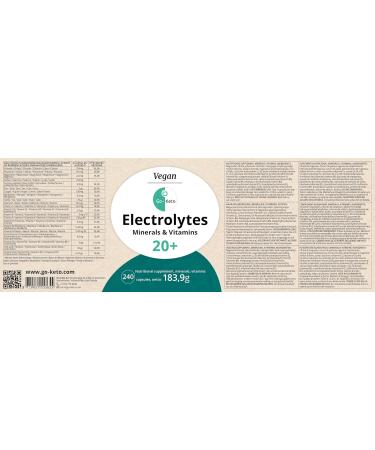 Go Keto Go-Keto Electrolyte Mix 240 vegan capsules 24 perfectly balanced electrolytes and vitamins for a safe intake during sports fitness or a keto diet lactose-free lactose-free - Buy Online on GoSupps.com