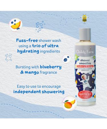 Childs Farm Shower Smoothie Blueberry & Mango 250ml | Ultra Hydrating Body Wash | 12-Hour Moisturisation | Pack of 1 - Buy Online on GoSupps.com