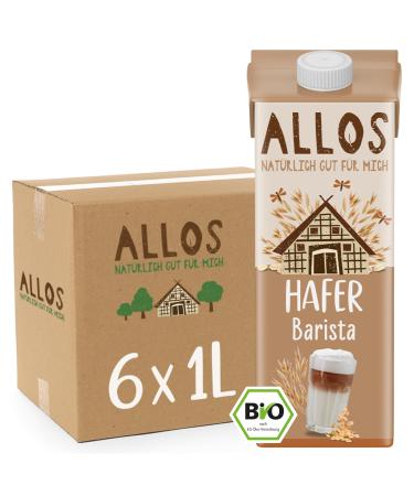 Allos Bio Haferdrink Barista |Milk alternative from oats |Plant base drink |Oat drink |Foamable |Perfect for coffeeOat |Vegan drink |Lactose -free |1 liter (6 pieces)