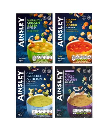 Ainsley Harriott Cup a Soup Multipack 4 boxes Assorted Flavours | Scottish Style Szechuan Classic Broccoli Goan Spiced Chicken